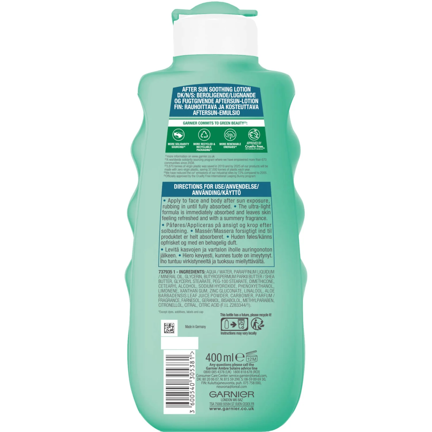 Garnier Ambre Solaire Hydrating Soothing After Sun Lotion 400ml 2 Garnier Ambre Solaire Hydrating Soothing After Sun Lotion 400ml - Image 2