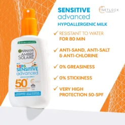 Garnier Ambre Solaire Kids Sensitive Sun Cream Spray SPF 50+ 200ml 9 Garnier Ambre Solaire Kids Sensitive Sun Cream Spray SPF 50+ 200ml -Skincare Store 10787619 7885080449251952