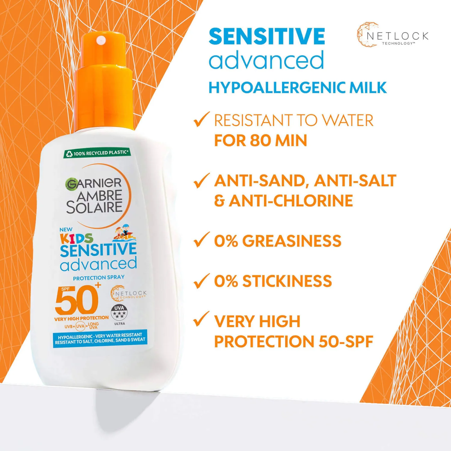 Garnier Ambre Solaire Kids Sensitive Sun Cream Spray SPF 50+ 200ml 4 Garnier Ambre Solaire Kids Sensitive Sun Cream Spray SPF 50+ 200ml - Image 4