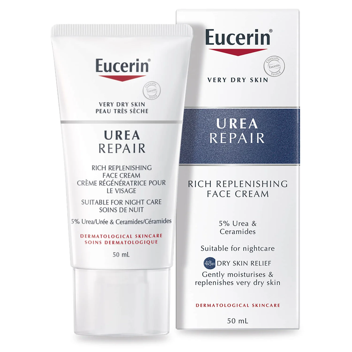 Eucerin UreaRepair Rich Replenishing Face Cream With 5% Urea 50ml 1 Eucerin UreaRepair Rich Replenishing Face Cream With 5% Urea 50ml
