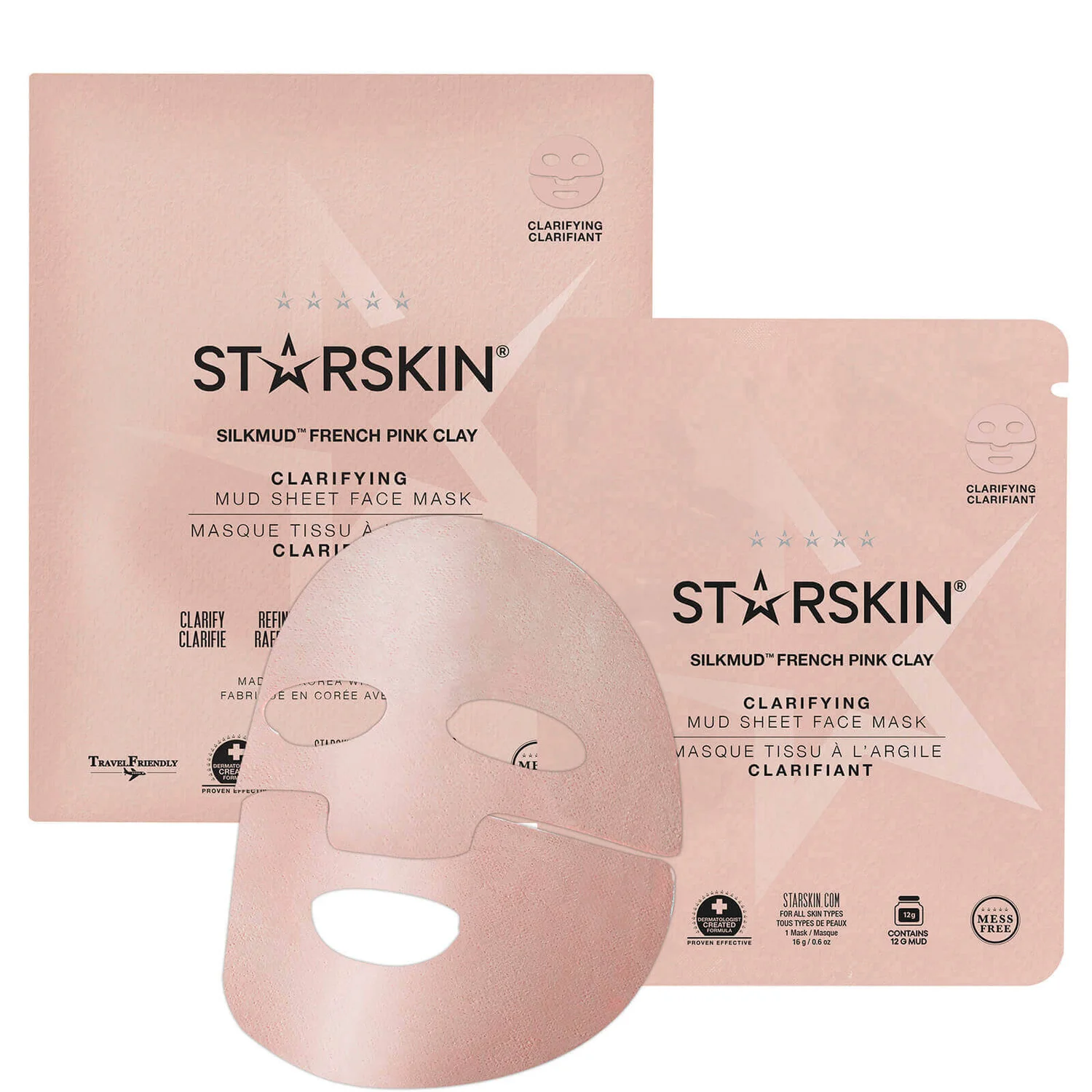 STARSKIN SILKMUD™ Pink French Clay Purifying Liftaway Mud Face Sheet Mask 1 STARSKIN SILKMUD™ Pink French Clay Purifying Liftaway Mud Face Sheet Mask