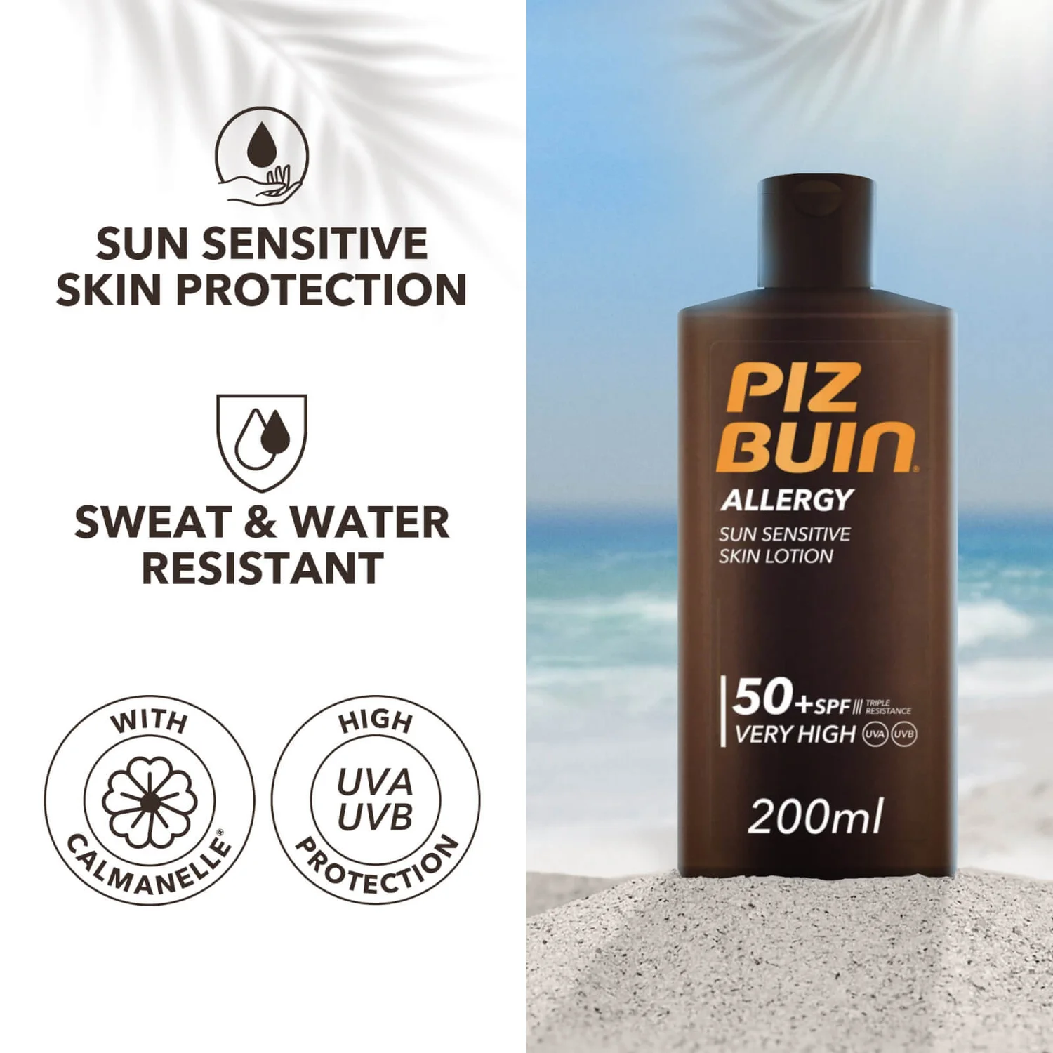 Piz Buin Allergy Sun Sensitive Skin Lotion - Very High SPF50+ 200ml 2 Piz Buin Allergy Sun Sensitive Skin Lotion - Very High SPF50+ 200ml - Image 2