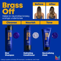 Matrix Total Results Brass Off Brunette Neutralising Blue Shampoo For Lightened Brunette Hair 300ml -Skincare Store 11488372 2055068990823778