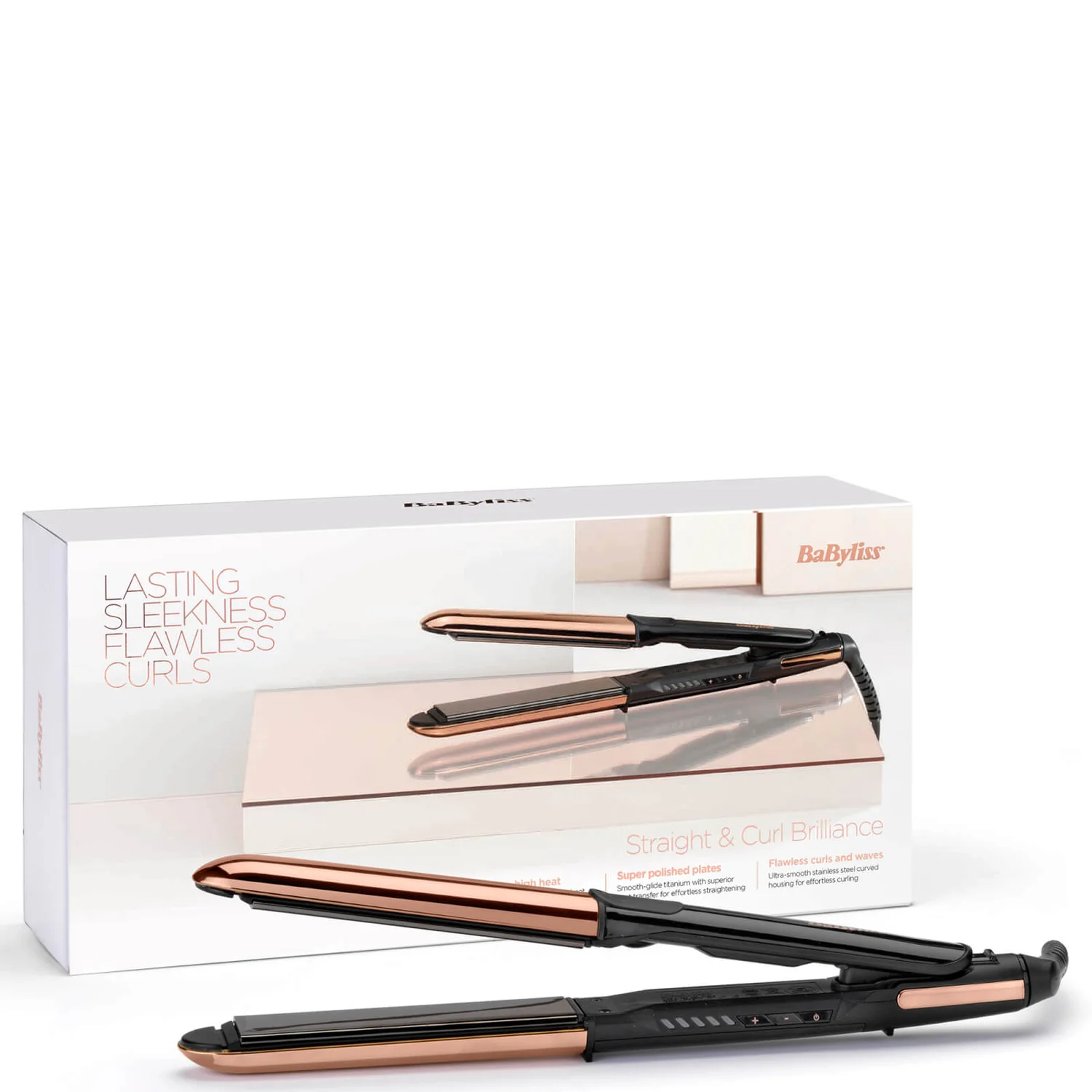 BaByliss Straight And Curl Brilliance Rose-Gold Hair Straightener 8 BaByliss Straight And Curl Brilliance Rose-Gold Hair Straightener - Image 8