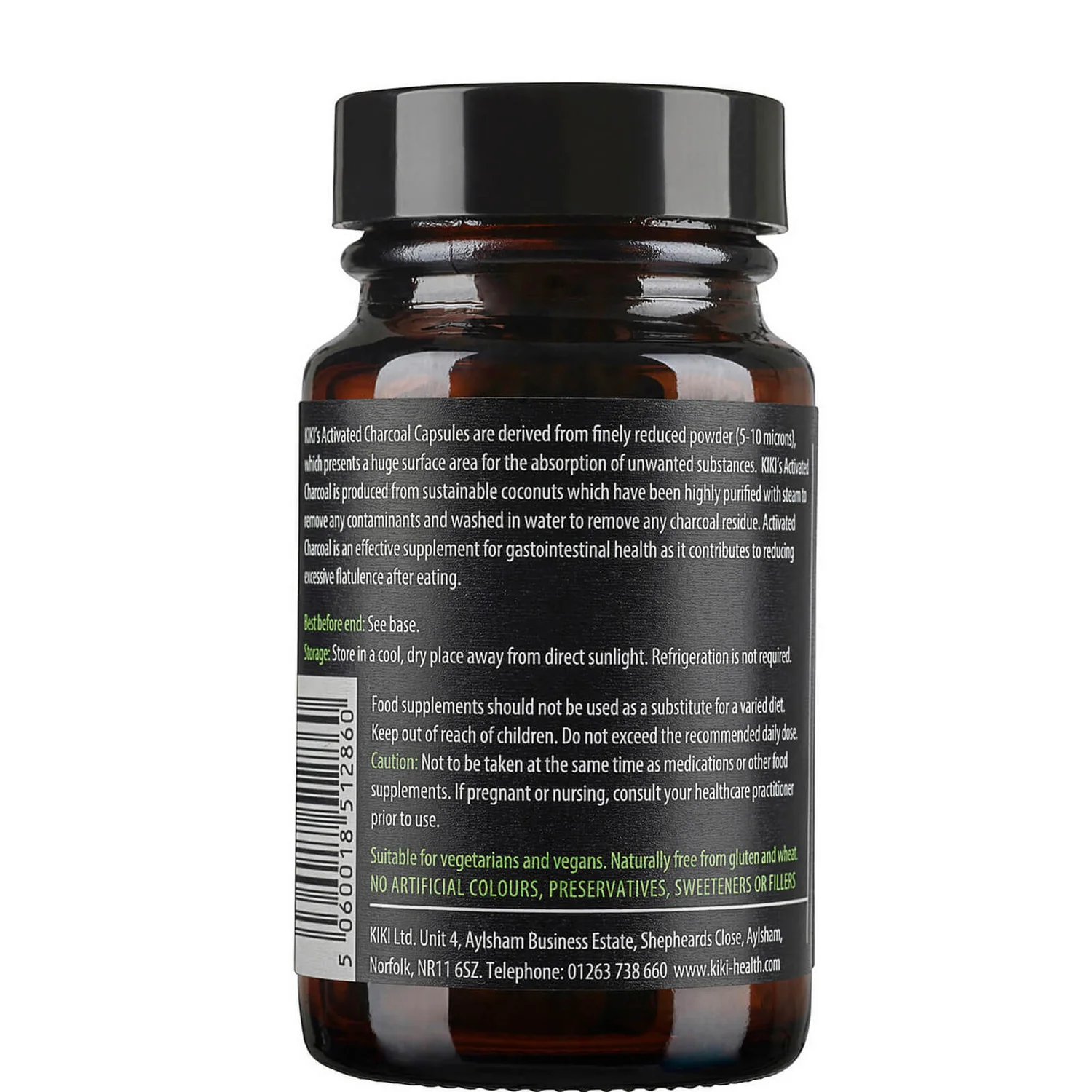 KIKI Health Activated Charcoal - 50 Vegicaps 2 KIKI Health Activated Charcoal - 50 Vegicaps - Image 2