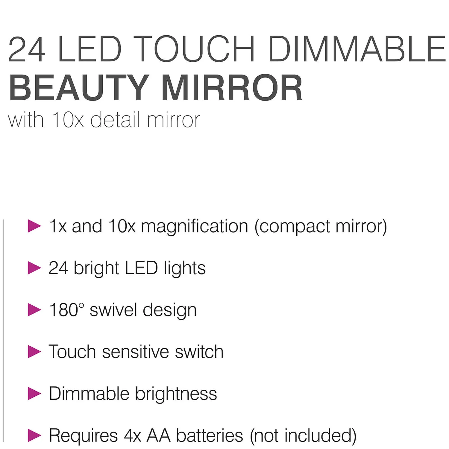 Rio 24 LED Touch Dimmable Makeup Mirror 10 Rio 24 LED Touch Dimmable Makeup Mirror - Image 10