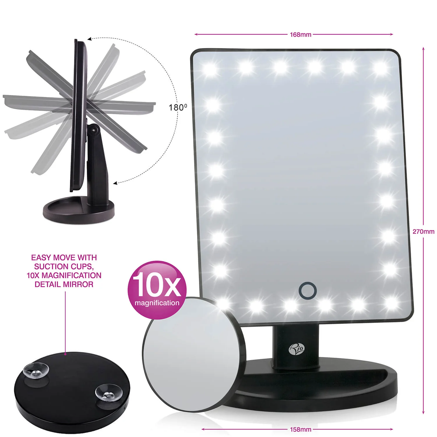 Rio 24 LED Touch Dimmable Makeup Mirror 4 Rio 24 LED Touch Dimmable Makeup Mirror - Image 4